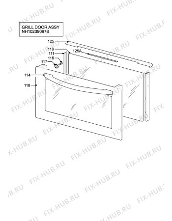 Взрыв-схема плиты (духовки) Tricity Bendix SG552/1DWN - Схема узла H10 Grill door assy